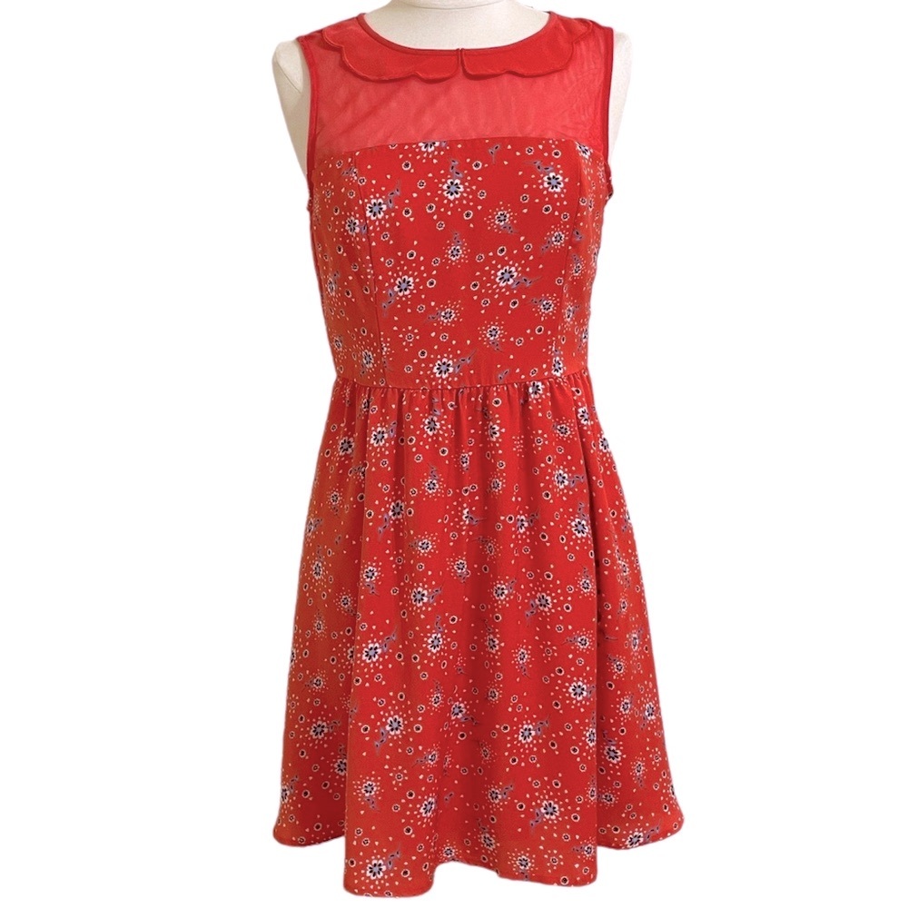 LAUREN CONRAD Womens Orange Floral Print Summer Dress Size 4